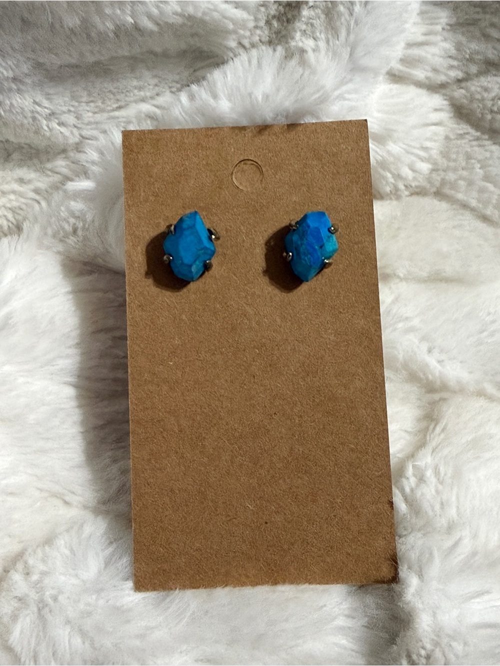 Kendra Scott Turquoise Blue Raw Stone Stud Earrings